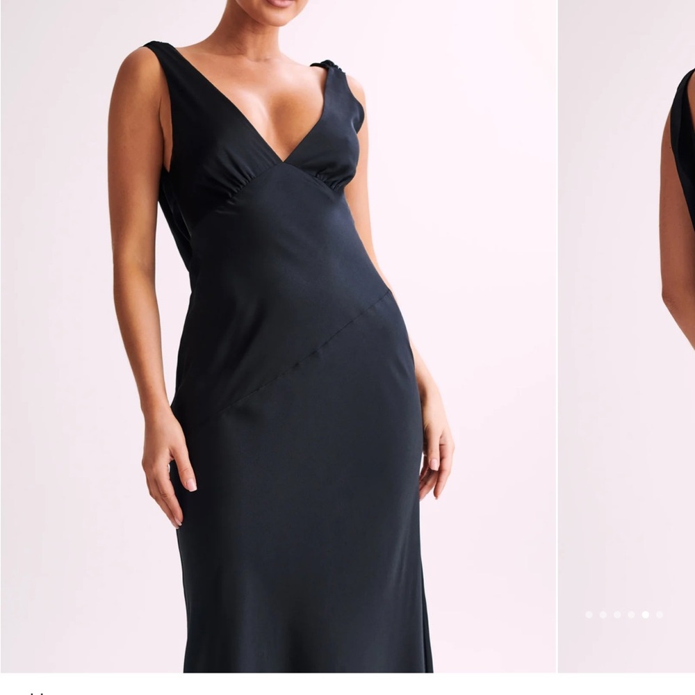 MESHKI black open back formal dress